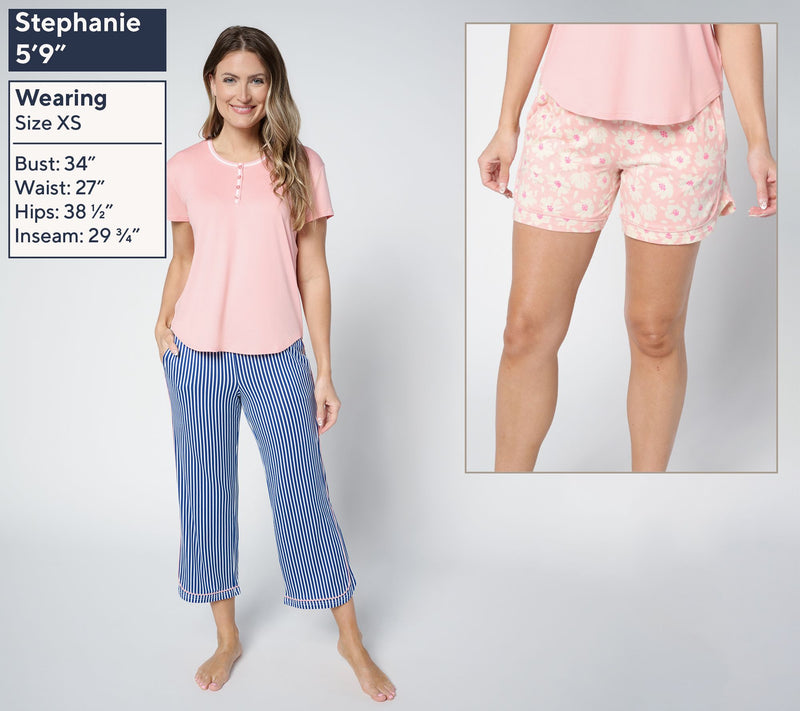 MUK LUKS Cloud Knit Tee, Short, & Capri Pajama Set — View 12