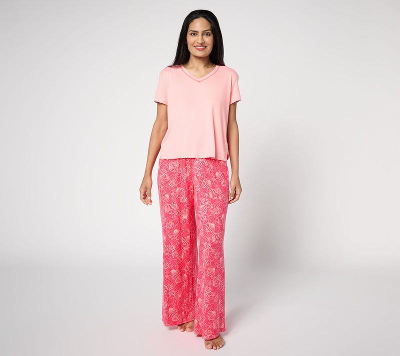 MUK LUKS Cloud Knit Boxy Tee & Relaxed Pant Pajama Set — View 9