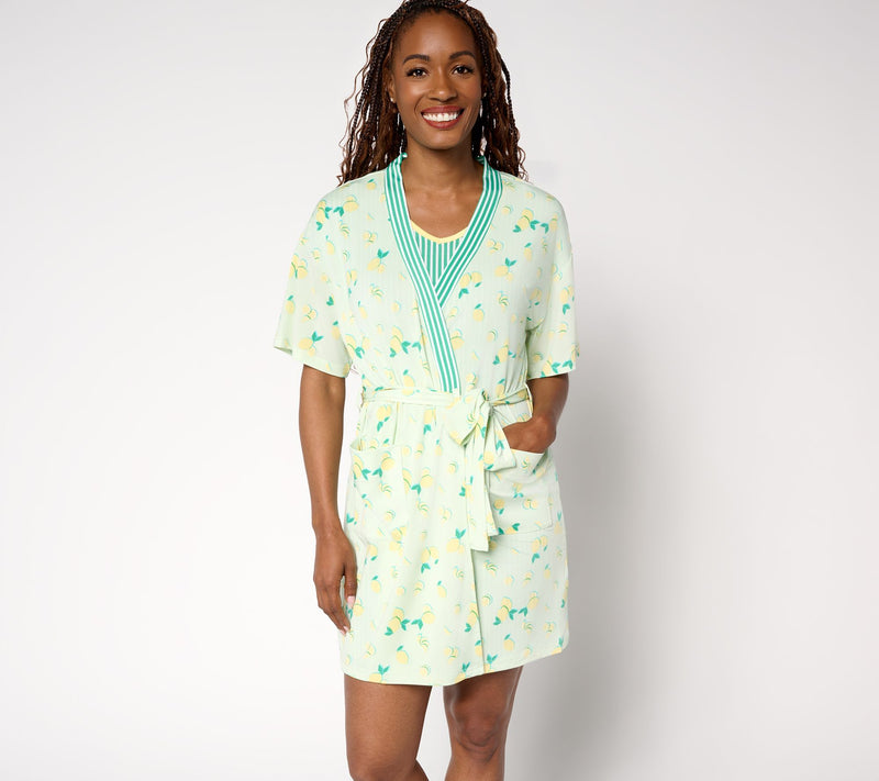 MUK LUKS Silky Knit Short Sleeve Chemise and Wrap — View 4