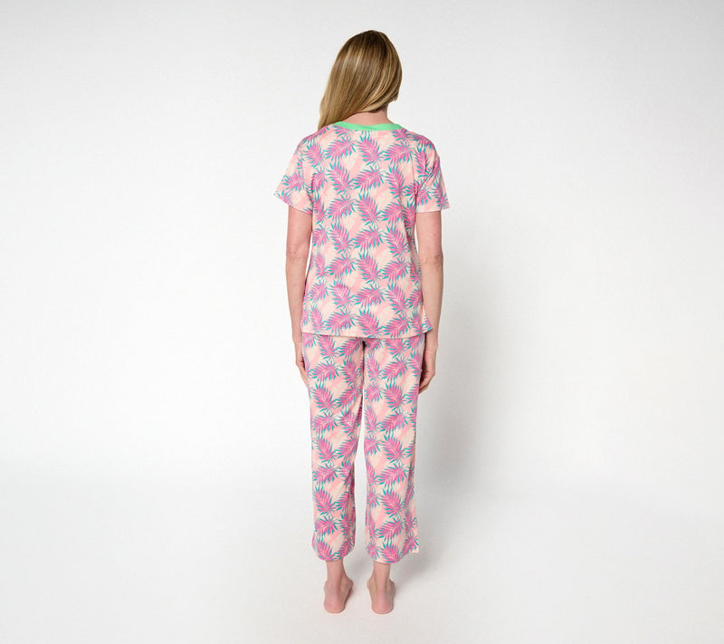 MUK LUKS Cloud Knit Short Sleeve and Crop Pant Lounge Set — View 8