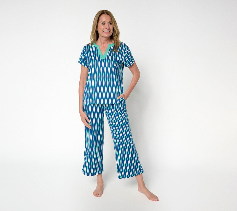 MUK LUKS Cloud Knit Short Sleeve and Crop Pant Lounge Set — View 2