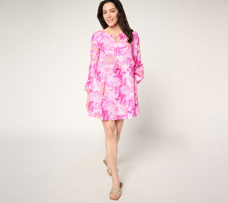 Susan Graver Soleil Regular Printed Woven Dress — View 11