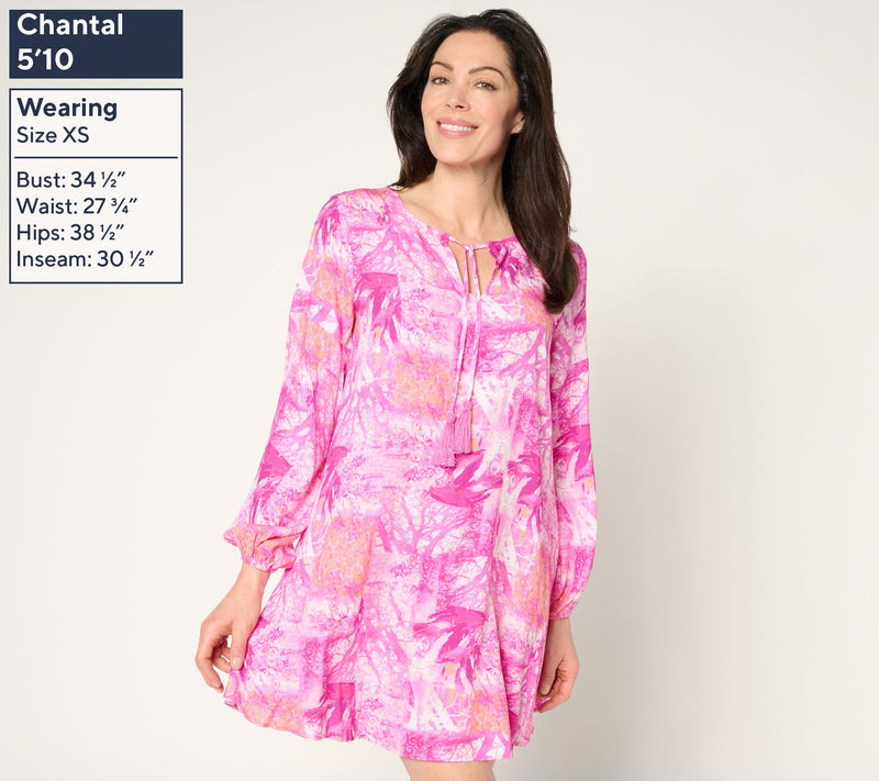 Susan Graver Soleil Regular Printed Woven Dress — View 9