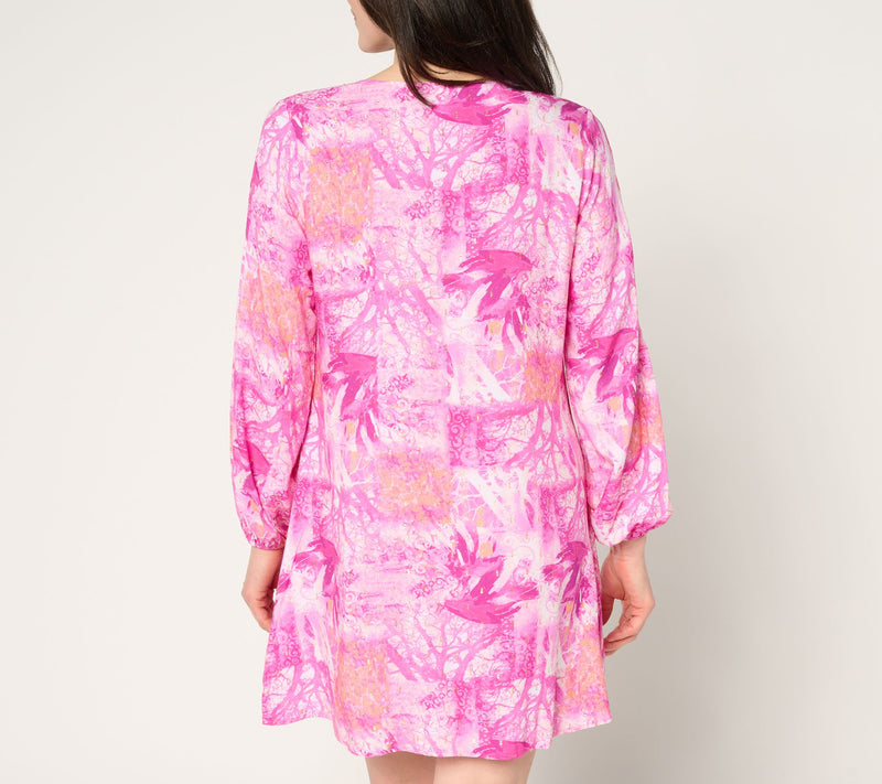Susan Graver Soleil Petite Printed Woven Dress — View 10