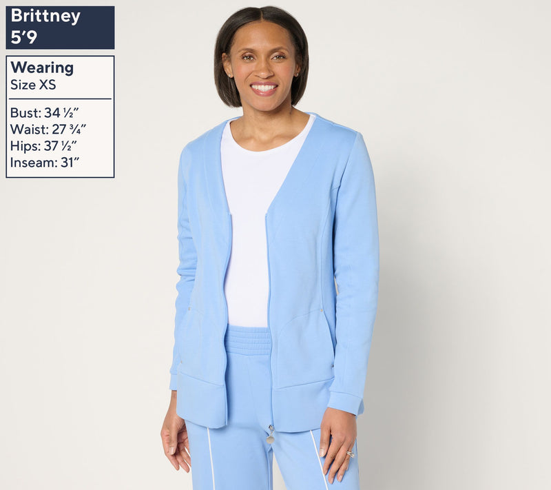 Sport Savvy Long Sleeve Zip Front Cardigan with On Seam Pockets — View 3
