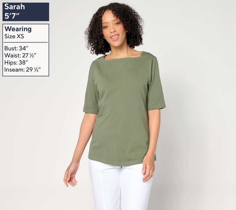Denim & Co. Essentials True Cotton 3-Pack Envelope Tops — View 9