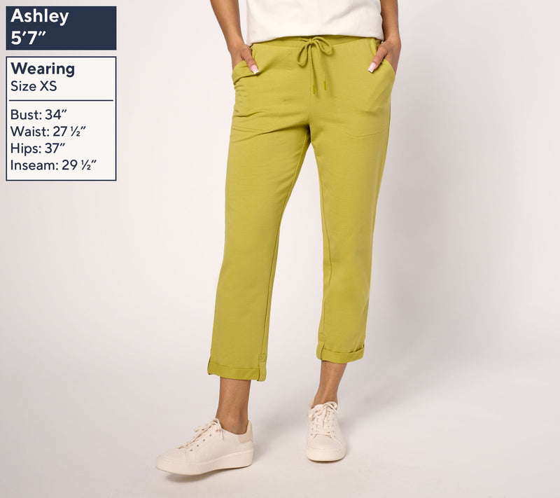 Denim & Co. Active Petite French Terry Tapered Crop Pant — View 11