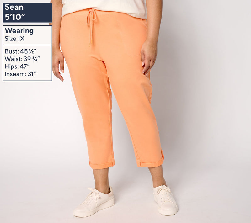 Denim & Co. Active Petite French Terry Tapered Crop Pant — View 10
