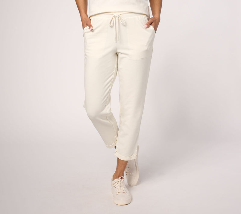 Denim & Co. Active Petite French Terry Tapered Crop Pant — Main view