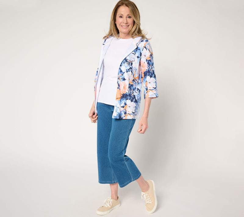Denim & Co. Active French Terry Floral or Solid Zip-Up Jacket — View 5