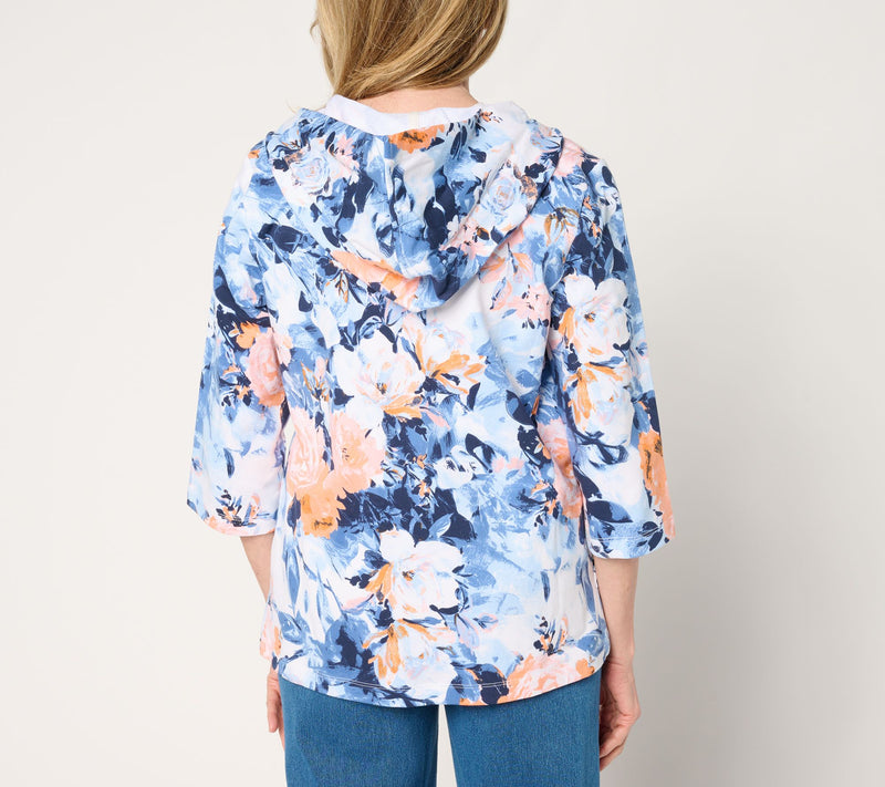 Denim & Co. Active French Terry Floral or Solid Zip-Up Jacket — View 4