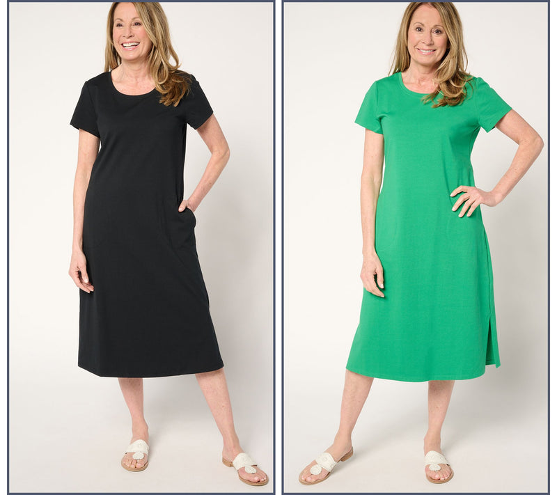 Denim & Co. Essentials Regular Perfect Jersey 2-Pack Dresses — Main view