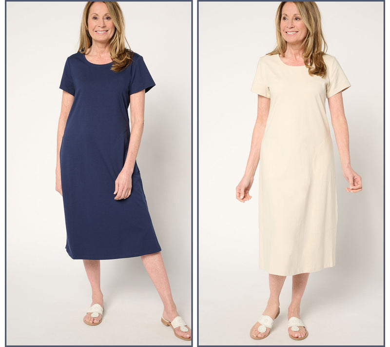 Denim & Co. Essentials Petite Perfect Jersey 2-Pack Dresses — Main view