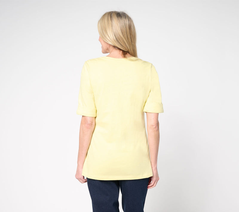 Denim & Co. Essentials Regular True Cotton Roll Cuff Tunic — View 14