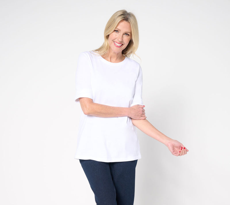 Denim & Co. Essentials Regular True Cotton Roll Cuff Tunic — View 5