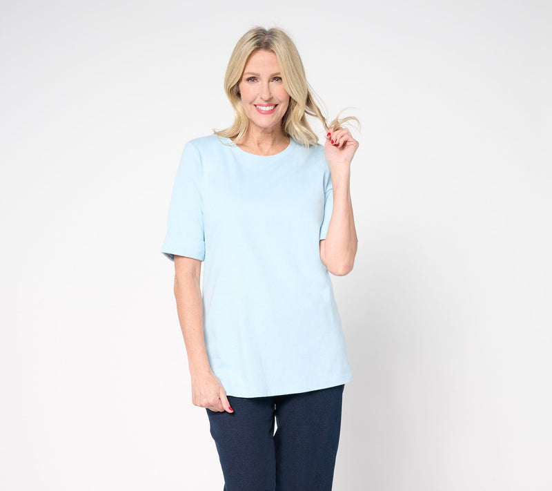 Denim & Co. Essentials Regular True Cotton Roll Cuff Tunic — View 7