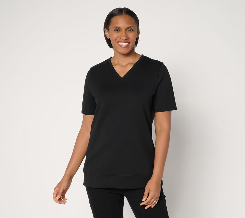 Denim & Co. EasyWear French Terry Short Sleeve Pullover — View 9