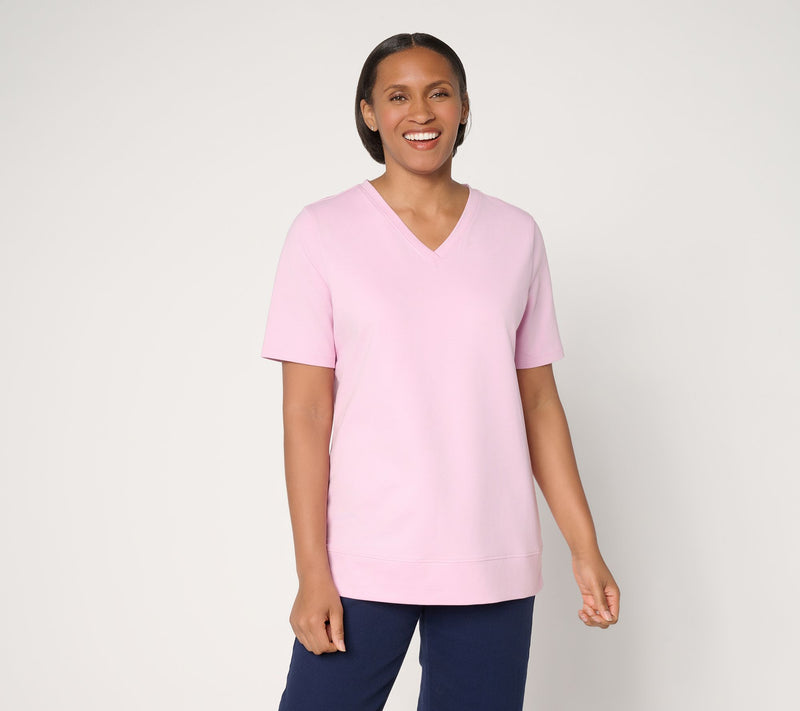 Denim & Co. EasyWear French Terry Short Sleeve Pullover — View 18