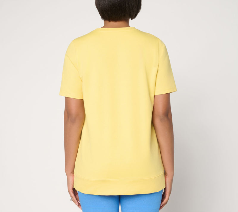 Denim & Co. EasyWear French Terry Short Sleeve Pullover — View 12