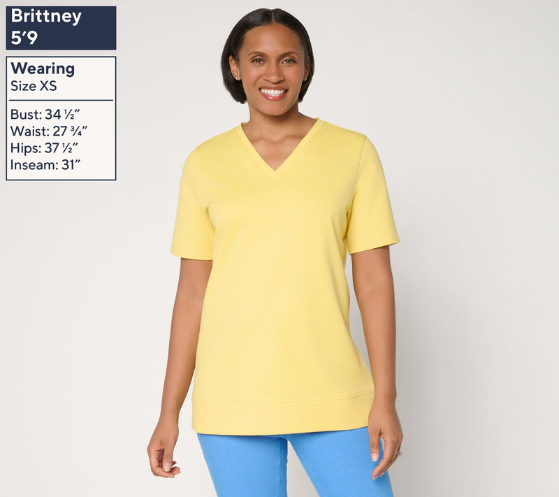 Denim & Co. EasyWear French Terry Short Sleeve Pullover — View 11