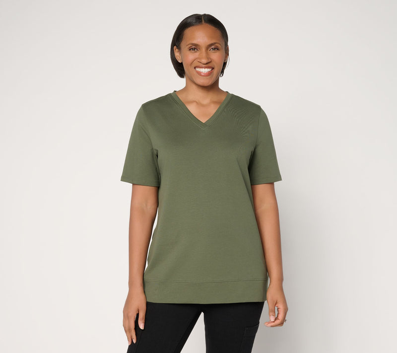 Denim & Co. EasyWear French Terry Short Sleeve Pullover — View 3
