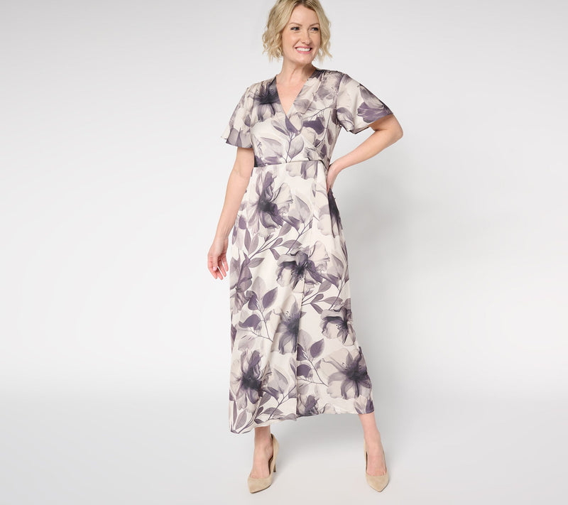 Me by Jennie Garth Petite Camellia Printed Faux Wrap Dress — View 5