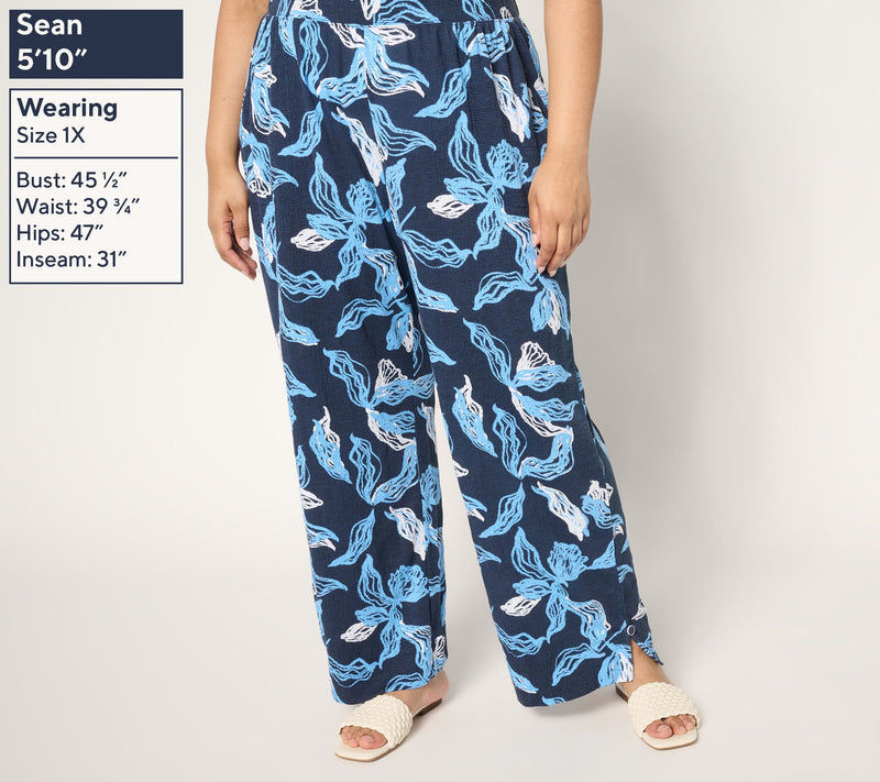 Denim & Co. Beach Regular Printed Knit Gauze Full Leg Pants — View 8