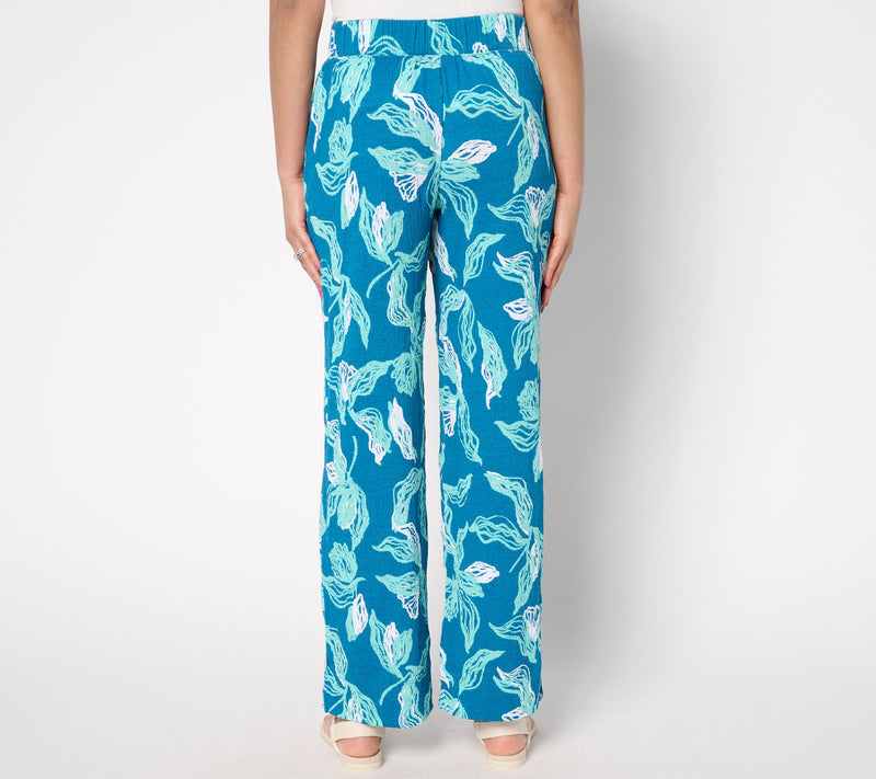 Denim & Co. Beach Petite Printed Knit Gauze Full Leg Pants — View 9