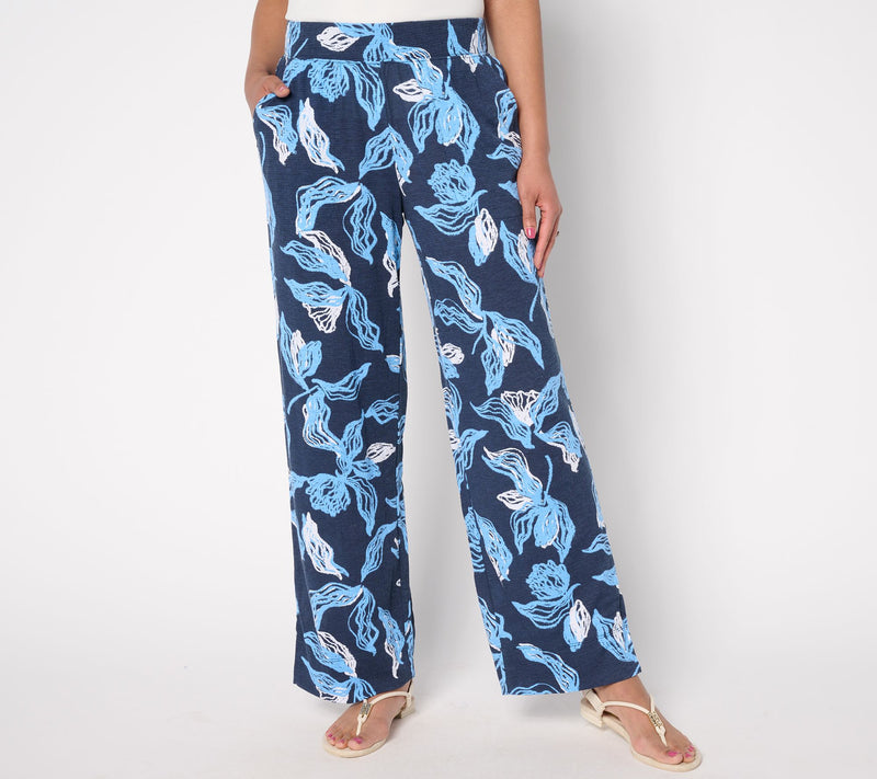 Denim & Co. Beach Tall Printed Knit Gauze Full Leg Pants — View 5