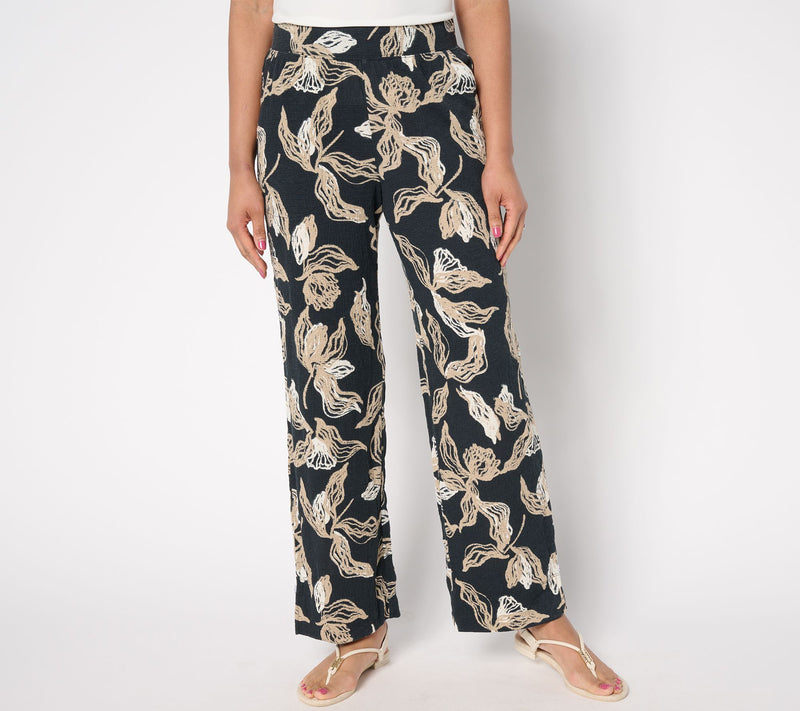 Denim & Co. Beach Tall Printed Knit Gauze Full Leg Pants — Main view