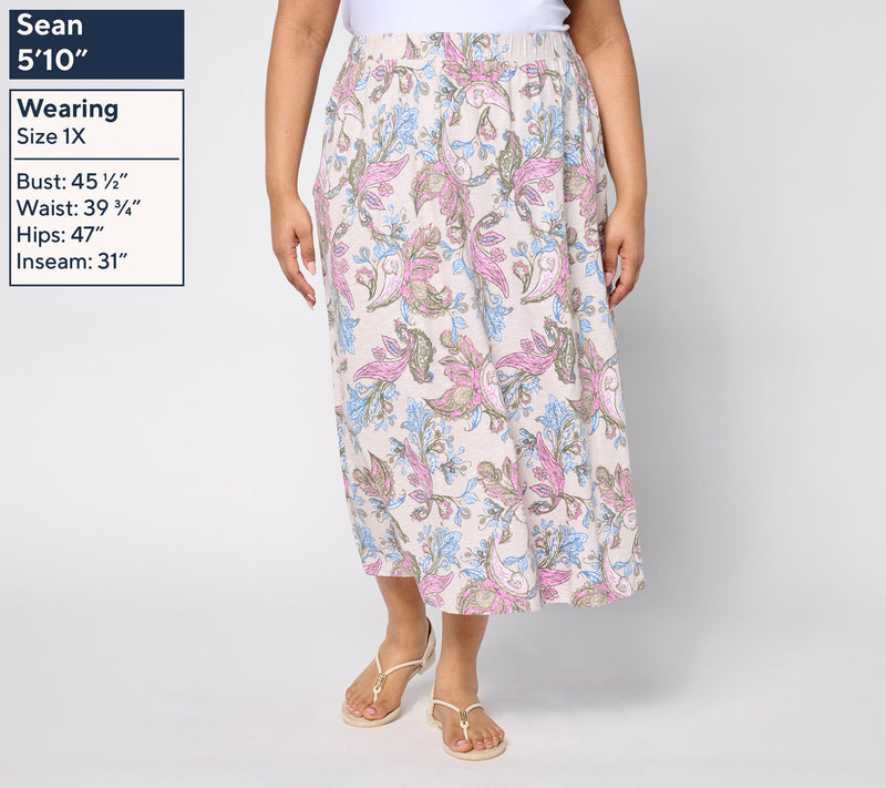 Denim & Co. Regular Linen Blend Midi Skirt with Pockets — View 10