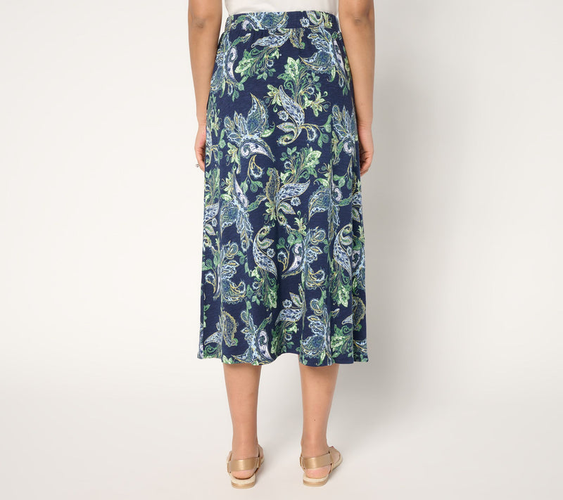 Denim & Co. Petite Linen Blend Midi Skirt with Pockets — View 12