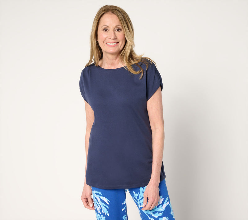 Denim & Co. Essentials 100% Cotton Rib Boatneck Dolman Top — View 11