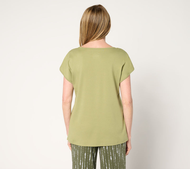 Denim & Co. Essentials 100% Cotton Rib Boatneck Dolman Top — View 4