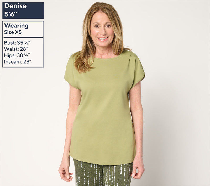 Denim & Co. Essentials 100% Cotton Rib Boatneck Dolman Top — View 3