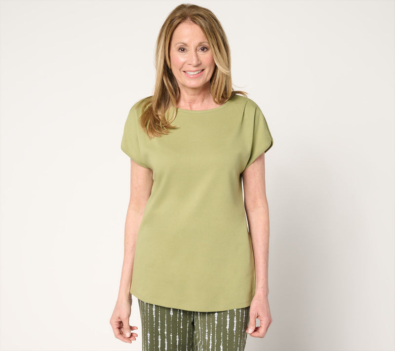 Denim & Co. Essentials 100% Cotton Rib Boatneck Dolman Top — Main view