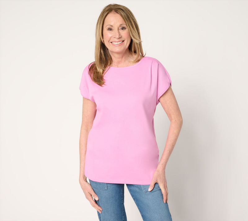 Denim & Co. Essentials 100% Cotton Rib Boatneck Dolman Top — View 13