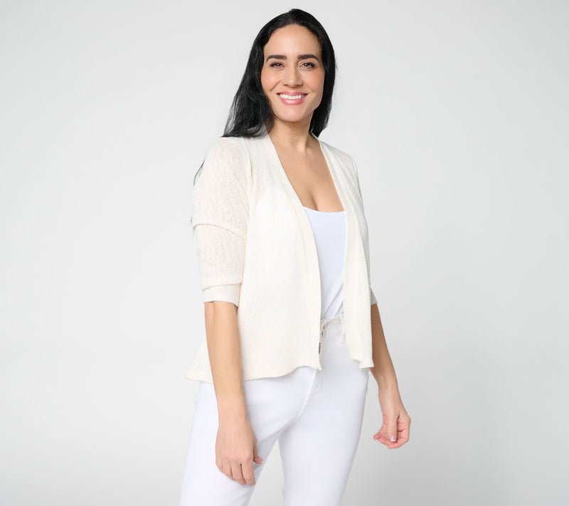 Denim & Co. Essentials 3/4 Sleeve Slub Knit Cardigan — Main view