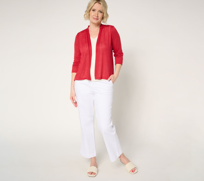 Denim & Co. Essentials 3/4 Sleeve Slub Knit Cardigan — View 9
