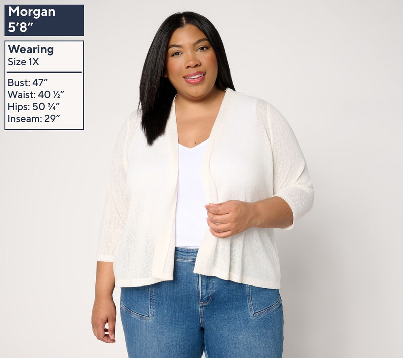 Denim & Co. Essentials 3/4 Sleeve Slub Knit Cardigan — View 6