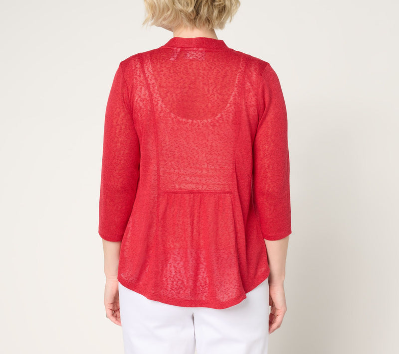 Denim & Co. Essentials 3/4 Sleeve Slub Knit Cardigan — View 8