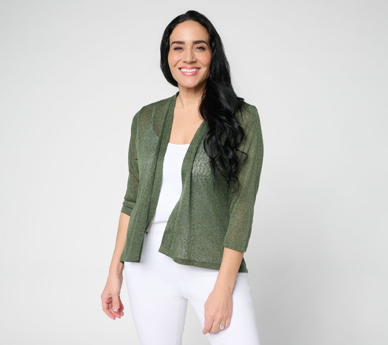 Denim & Co. Essentials 3/4 Sleeve Slub Knit Cardigan — View 3