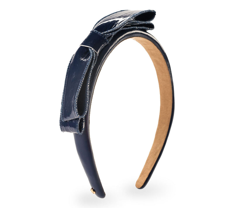 Violet & Brooks Paige Bow Faux Patent Leather Headband — View 9