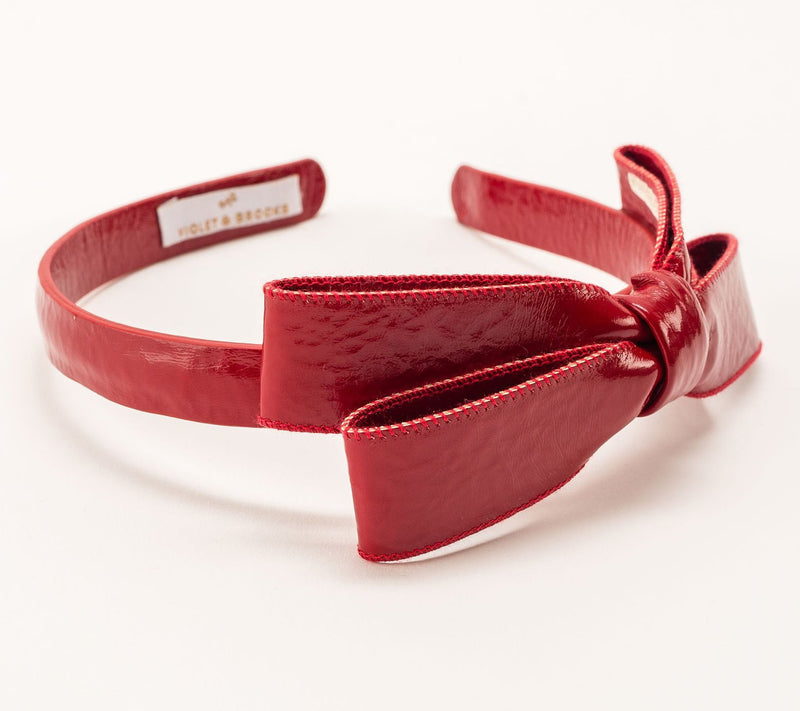 Violet & Brooks Paige Bow Faux Patent Leather Headband — View 28