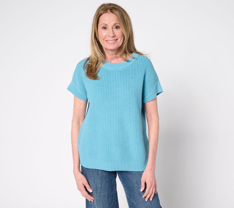Martha Stewart Signature Knit Dolman Sleeve Cotton Sweater — View 5