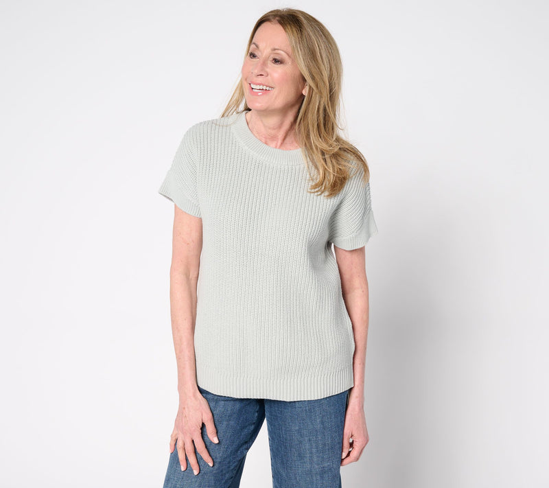 Martha Stewart Signature Knit Dolman Sleeve Cotton Sweater — View 7