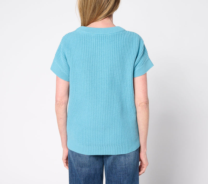 Martha Stewart Signature Knit Dolman Sleeve Cotton Sweater — View 12