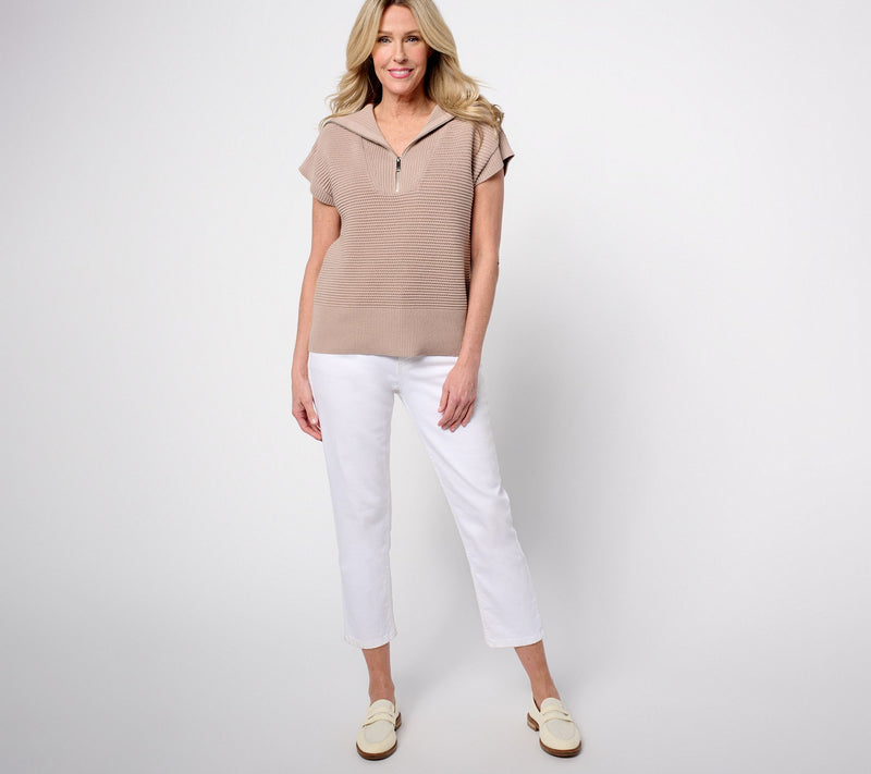Martha Stewart Signature 100% Cotton Quarter Zip Sweater — View 5