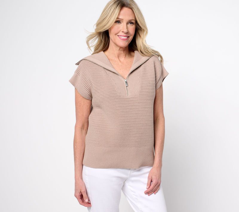 Martha Stewart Signature 100% Cotton Quarter Zip Sweater — View 13