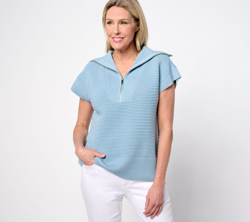 Martha Stewart Signature 100% Cotton Quarter Zip Sweater — View 14